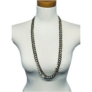 Vintage Marked Monet Gold Tone Double Link Long Necklace Approx. 32" End to End